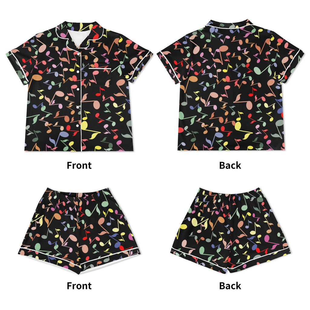 Colourful Music Notes Womens Short Sleeve 2-Piece Pyjama Set Women's Short Sleeve Pyjamas Music Printed Offshore
