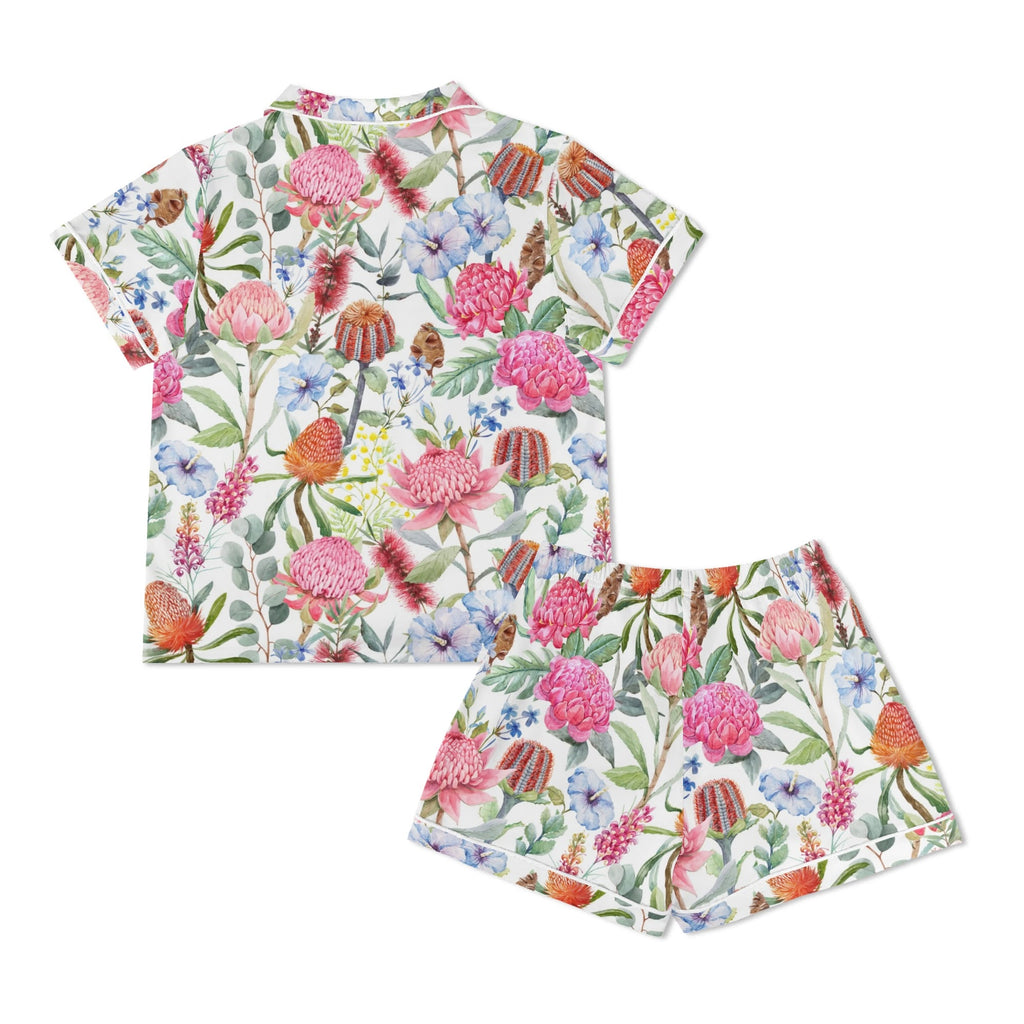 Australian Flowers Womens Short Sleeve 2-Piece Pyjama Set Women's Short Sleeve Pyjamas Plants Printed Offshore