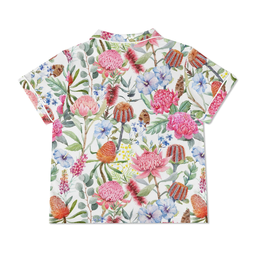 Australian Flowers Womens Short Sleeve 2-Piece Pyjama Set Women's Short Sleeve Pyjamas Plants Printed Offshore