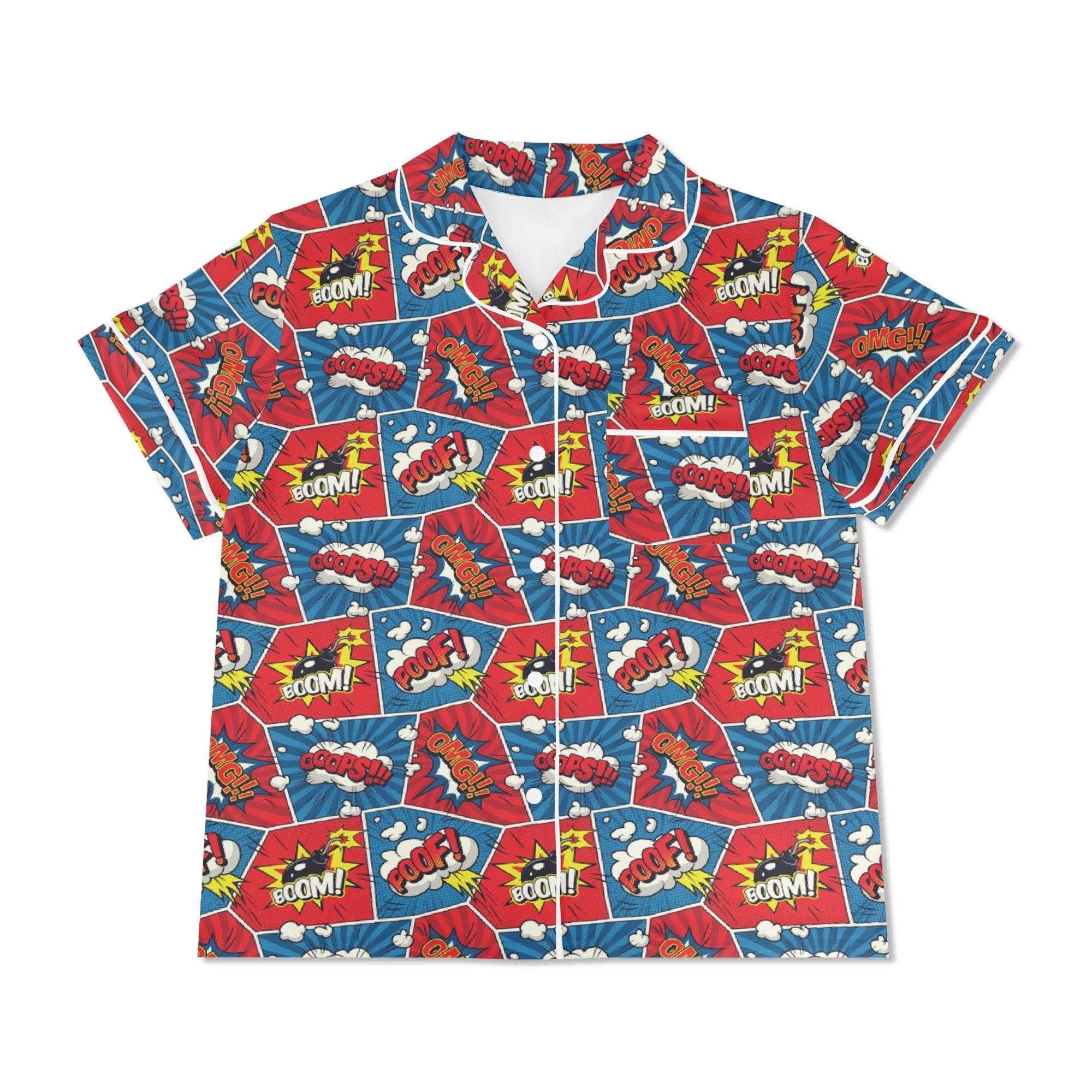 Comic Book Pop Womens Short Sleeve 2-Piece Pyjama Set Women's Short Sleeve Pyjamas Comic Printed Offshore