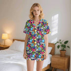 Sticker Music Womens Short Sleeve 2-Piece Pyjama Set 2XL Women's Short Sleeve Pyjamas Music Printed Offshore