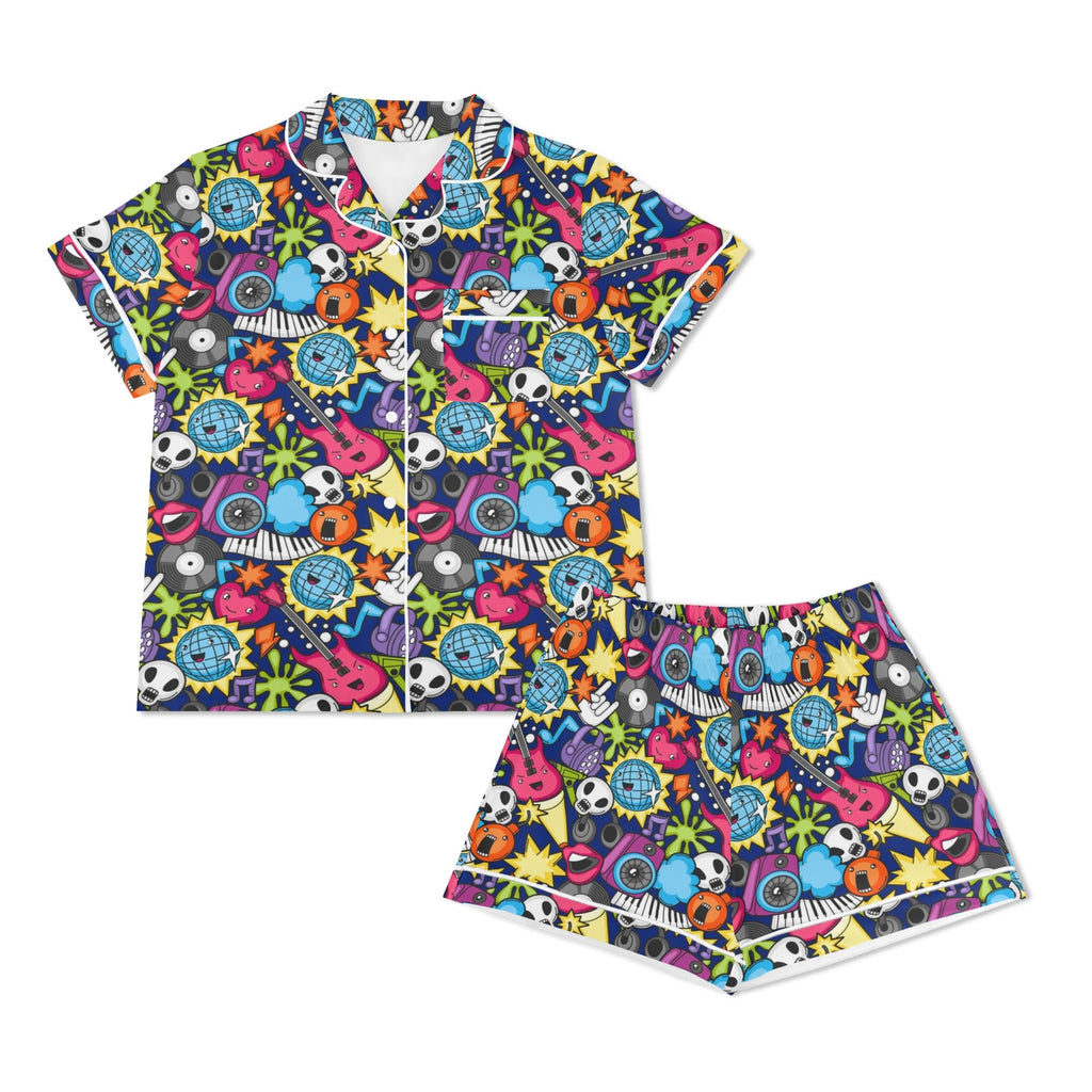 Sticker Music Womens Short Sleeve 2-Piece Pyjama Set Women's Short Sleeve Pyjamas Music Printed Offshore