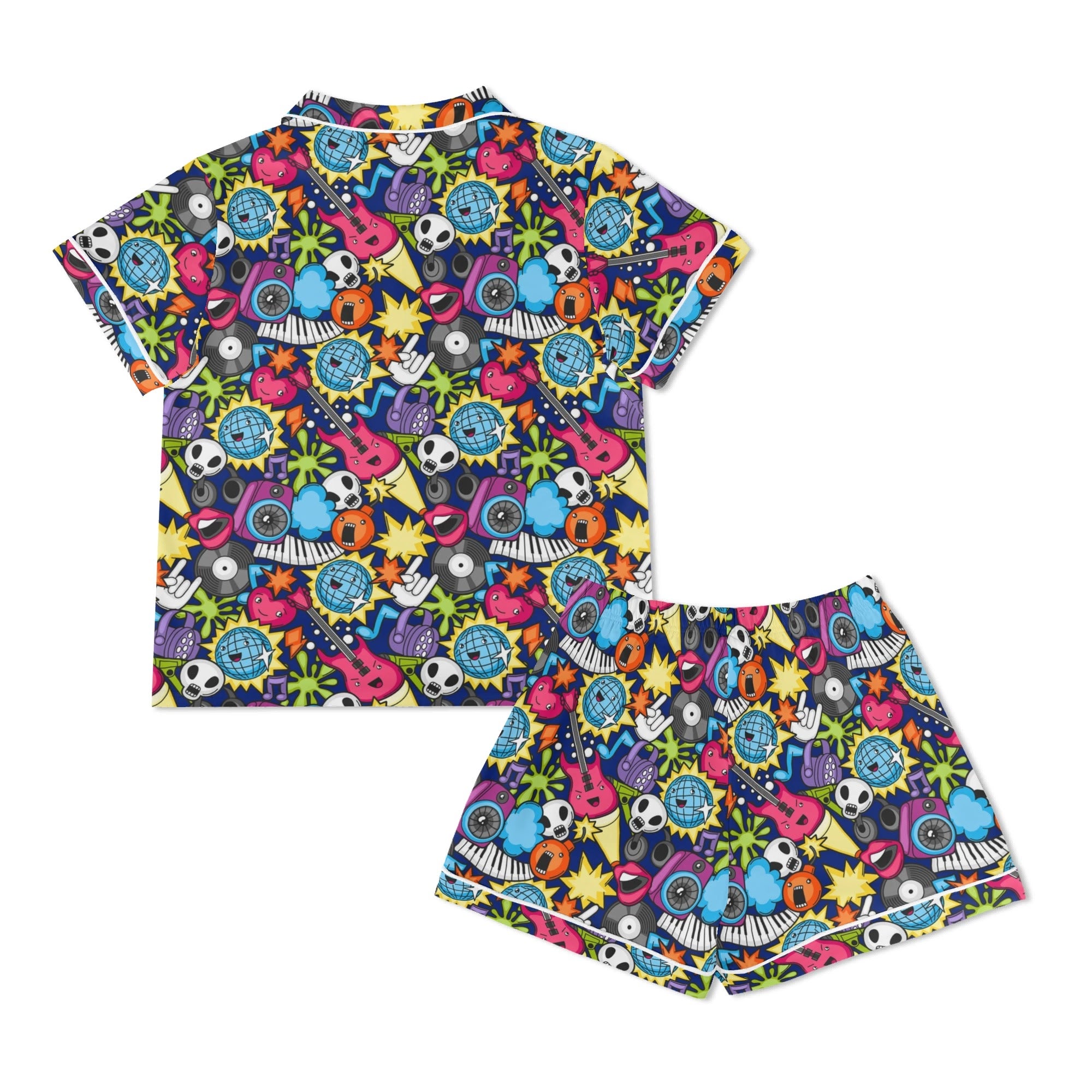 Sticker Music Womens Short Sleeve 2-Piece Pyjama Set Women's Short Sleeve Pyjamas Music Printed Offshore