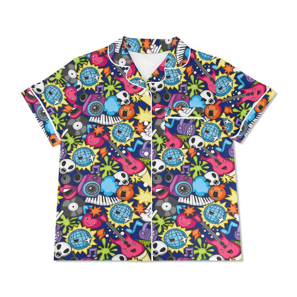 Sticker Music Womens Short Sleeve 2-Piece Pyjama Set Women's Short Sleeve Pyjamas Music Printed Offshore