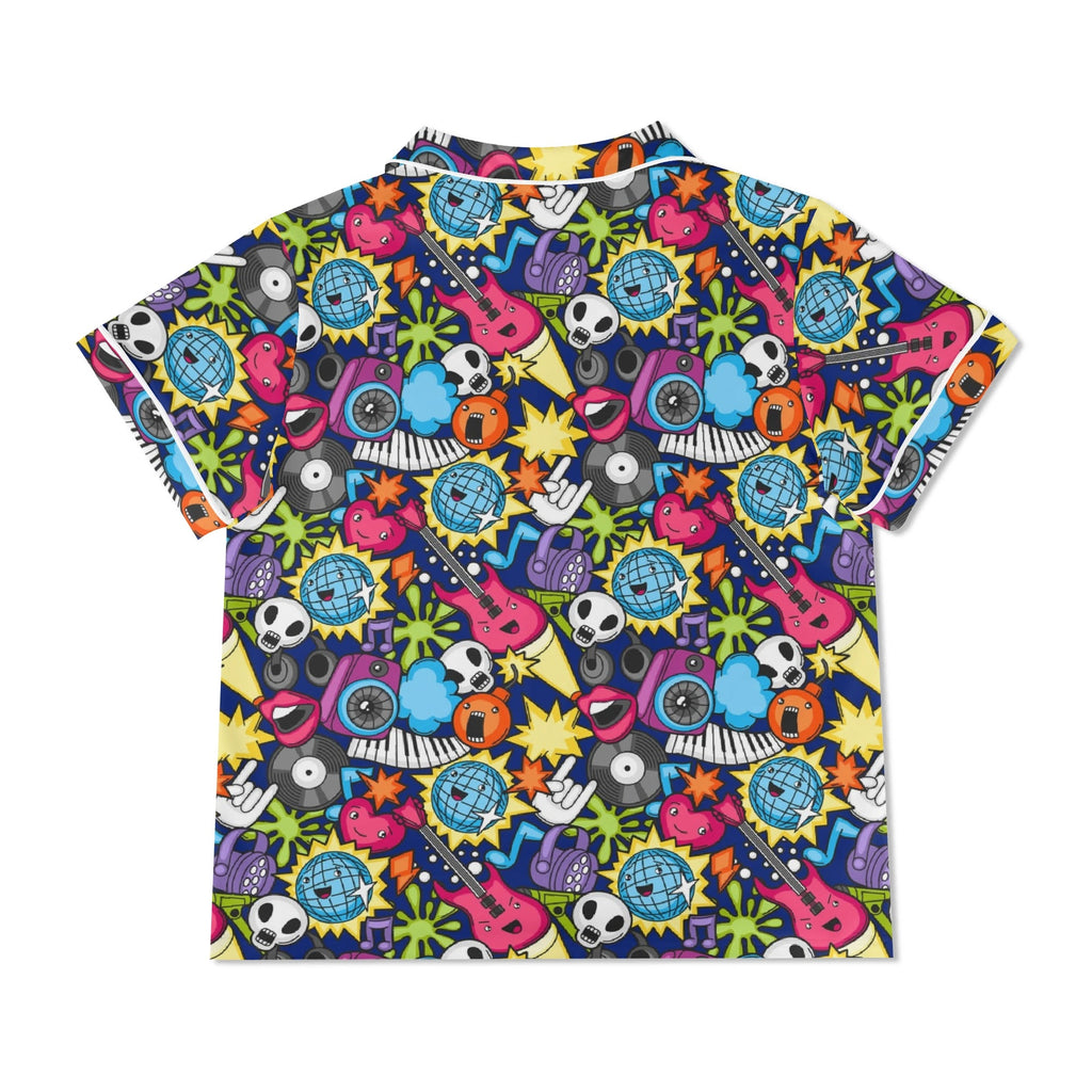 Sticker Music Womens Short Sleeve 2-Piece Pyjama Set Women's Short Sleeve Pyjamas Music Printed Offshore