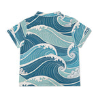 Ocean Waves Womens Short Sleeve 2-Piece Pyjama Set Women's Short Sleeve Pyjamas Ocean Printed Offshore Surf