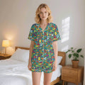 Crazy Characters Womens Short Sleeve 2-Piece Pyjama Set 2XL Women's Short Sleeve Pyjamas Printed Offshore Sci Fi