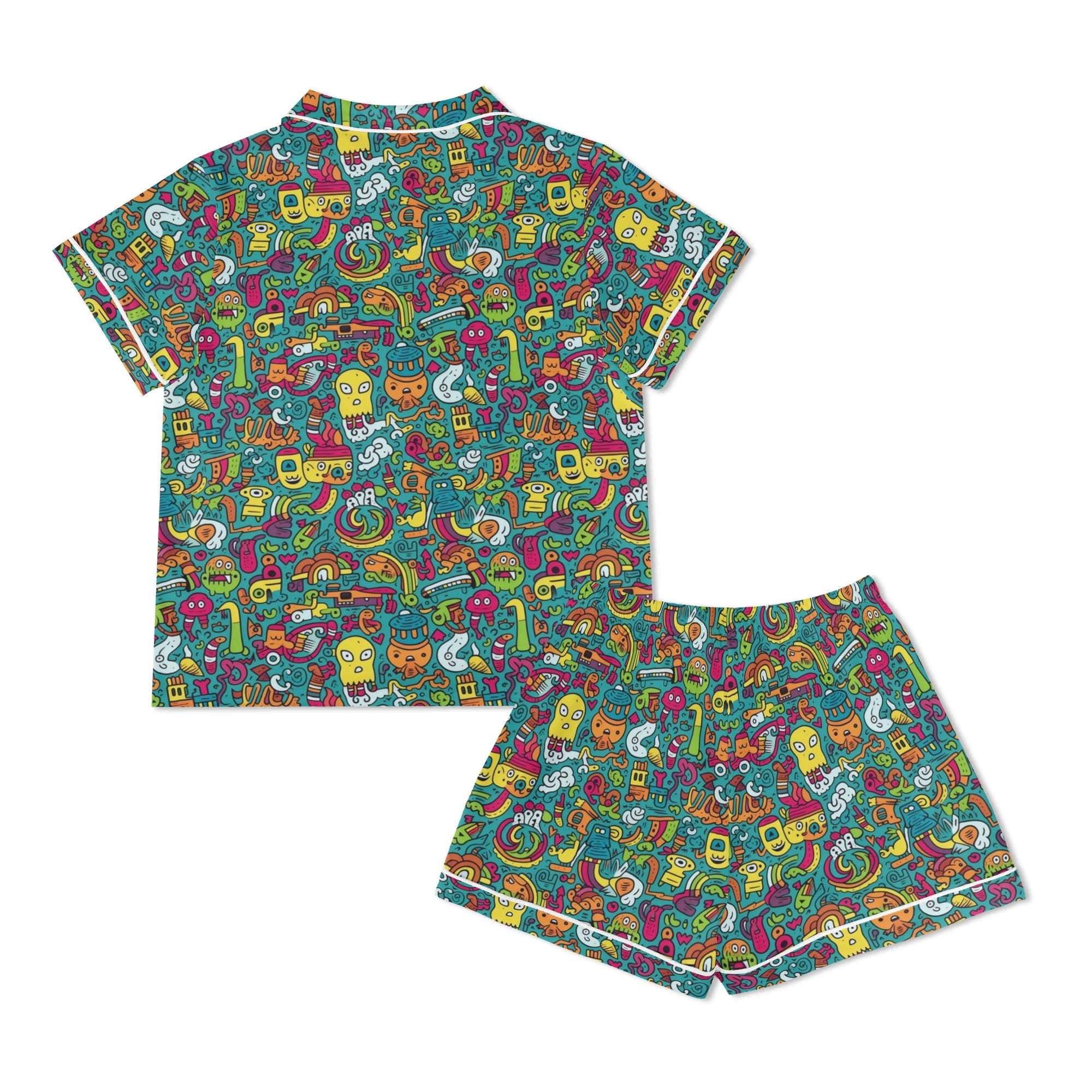 Crazy Characters Womens Short Sleeve 2-Piece Pyjama Set Women's Short Sleeve Pyjamas Printed Offshore Sci Fi