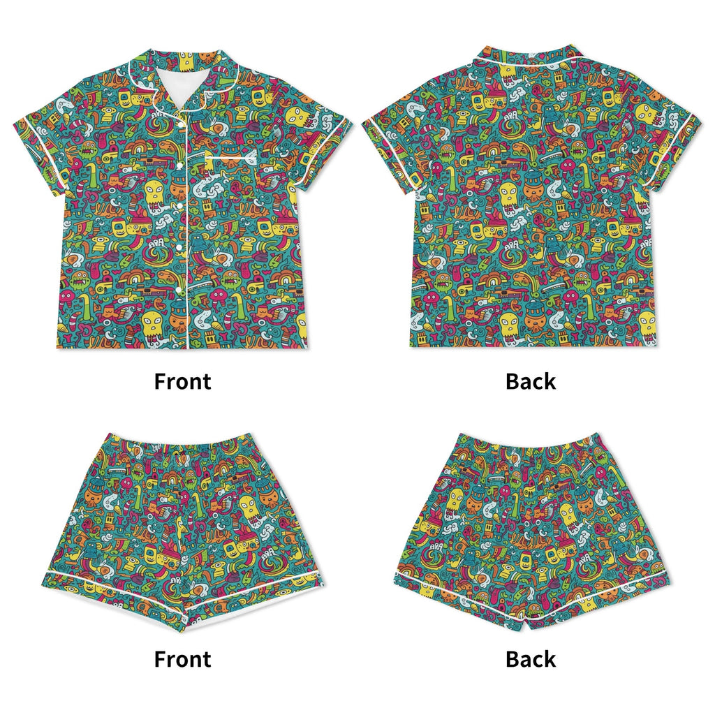 Crazy Characters Womens Short Sleeve 2-Piece Pyjama Set Women's Short Sleeve Pyjamas Printed Offshore Sci Fi