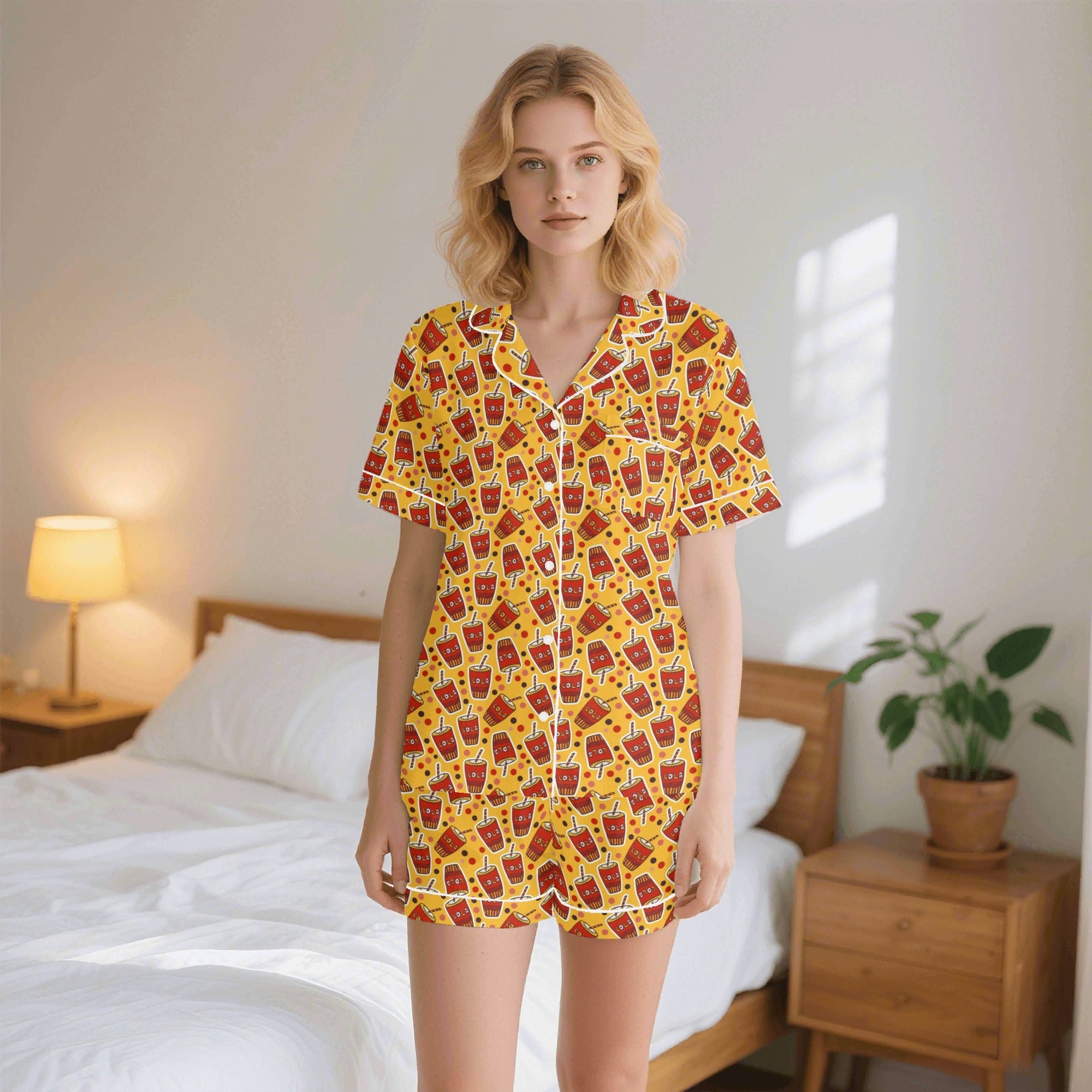 Cola Womens Short Sleeve 2-Piece Pyjama Set 2XL Women's Short Sleeve Pyjamas Food Printed Offshore