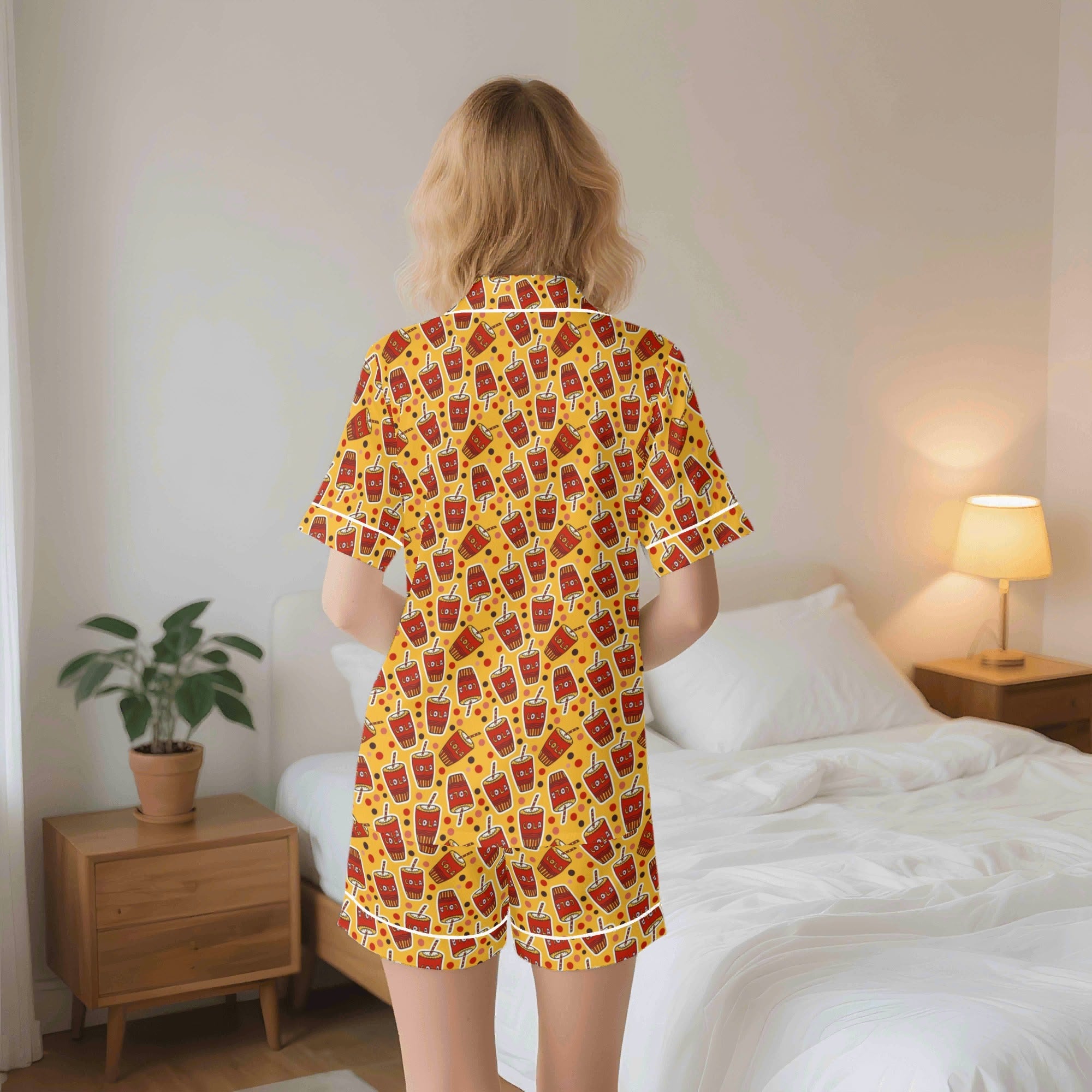 Cola Womens Short Sleeve 2-Piece Pyjama Set Women's Short Sleeve Pyjamas Food Printed Offshore