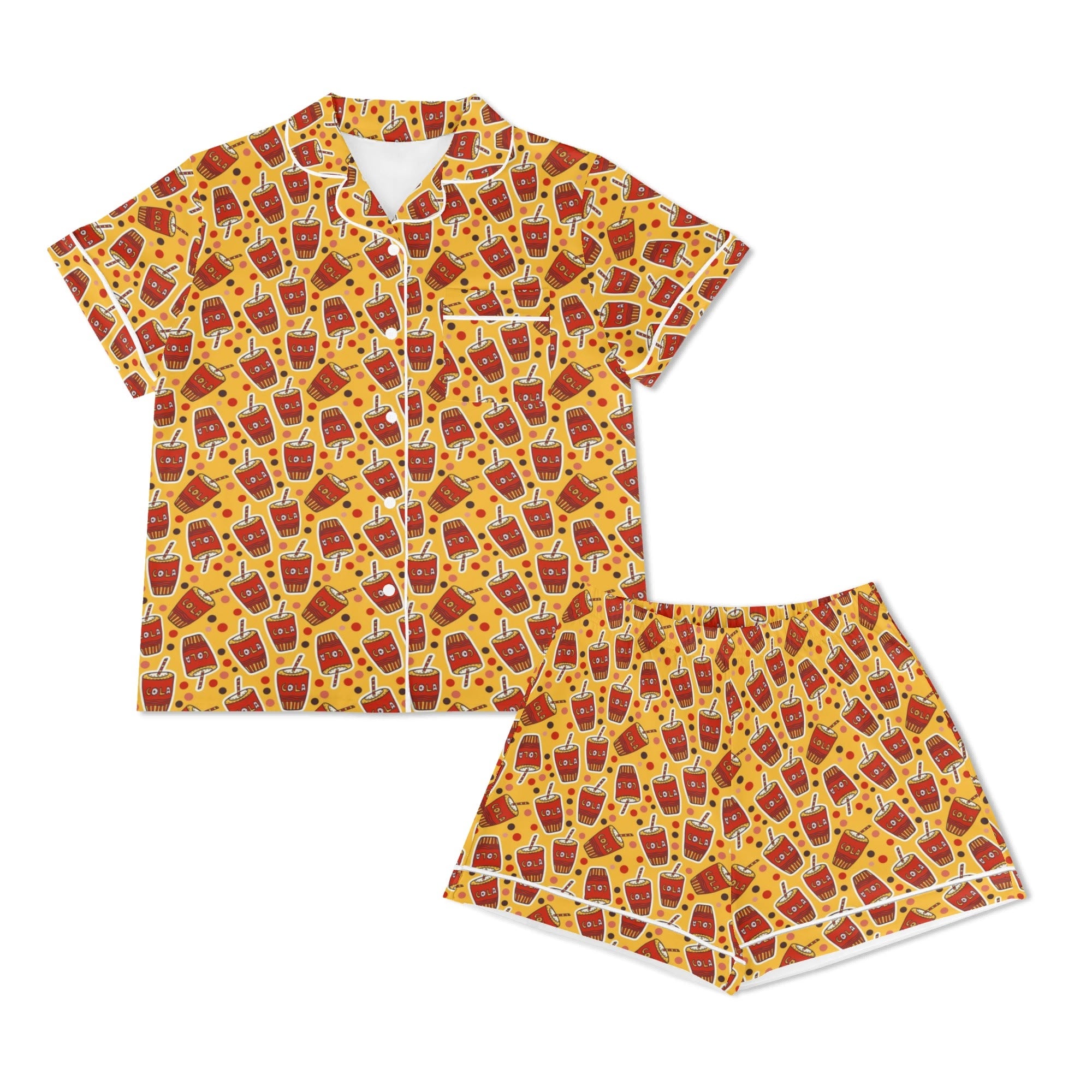 Cola Womens Short Sleeve 2-Piece Pyjama Set Women's Short Sleeve Pyjamas Food Printed Offshore