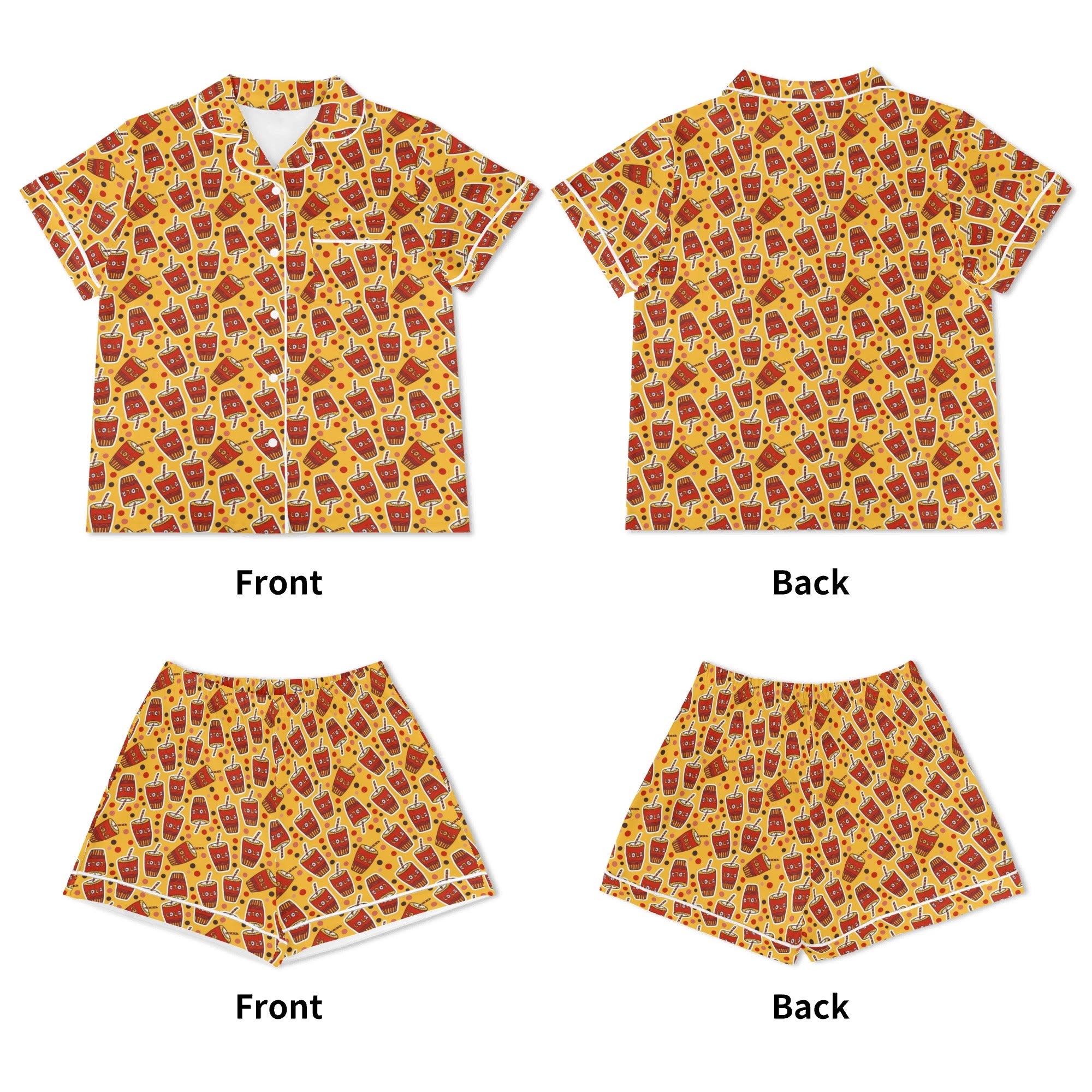 Cola Womens Short Sleeve 2-Piece Pyjama Set Women's Short Sleeve Pyjamas Food Printed Offshore