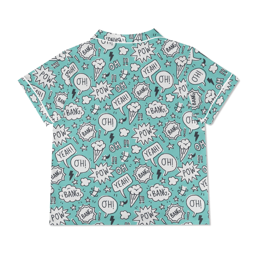 Comic Book Speech Bubbles Womens Short Sleeve 2-Piece Pyjama Set Women's Short Sleeve Pyjamas Comic Printed Offshore