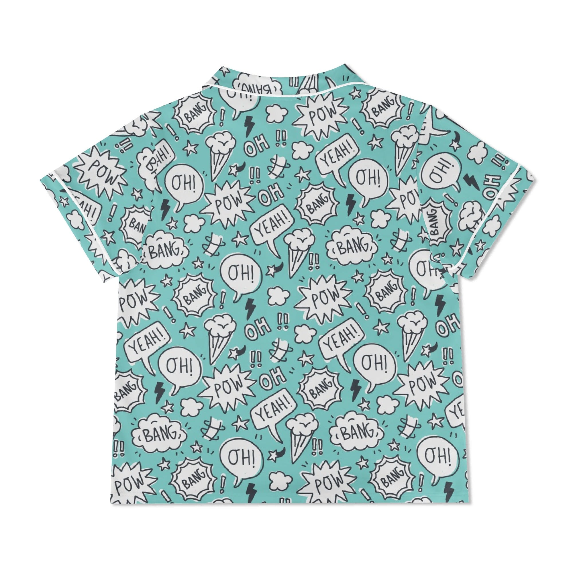 Comic Book Speech Bubbles Womens Short Sleeve 2-Piece Pyjama Set Women's Short Sleeve Pyjamas Comic Printed Offshore