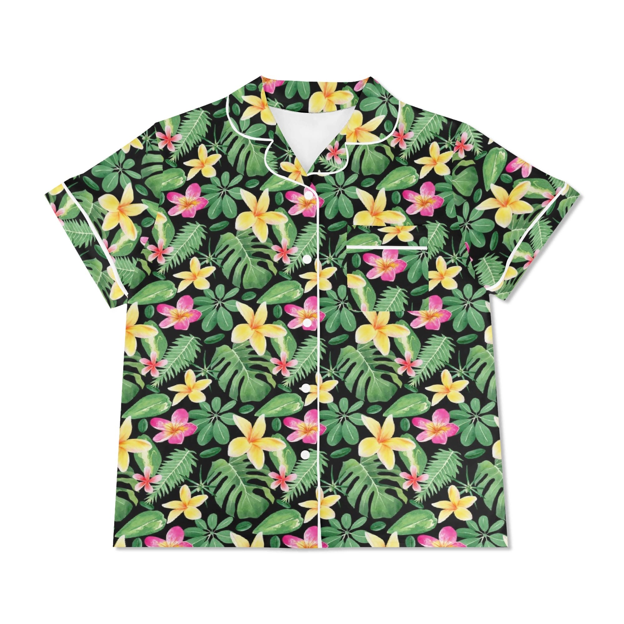 Frangipani Womens Short Sleeve 2-Piece Pyjama Set Women's Short Sleeve Pyjamas Plants Printed Offshore