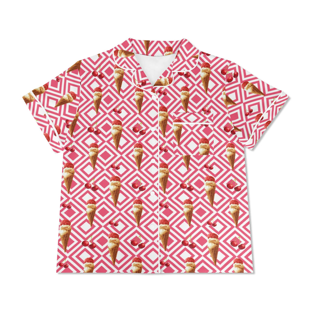 Cherry Ice Cream Womens Short Sleeve 2-Piece Pyjama Set Women's Short Sleeve Pyjamas Food Printed Offshore