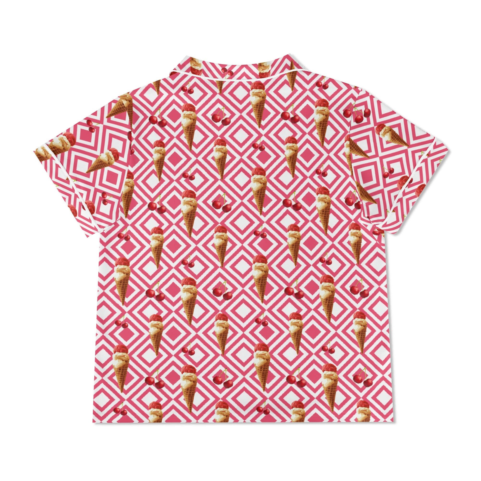Cherry Ice Cream Womens Short Sleeve 2-Piece Pyjama Set Women's Short Sleeve Pyjamas Food Printed Offshore