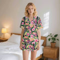 Flamingo Jungle Womens Short Sleeve 2-Piece Pyjama Set 2XL Women's Short Sleeve Pyjamas animal Printed Offshore