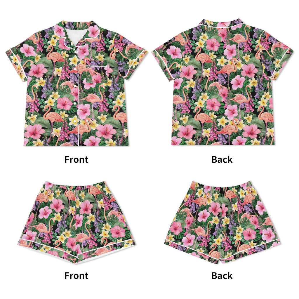 Flamingo Jungle Womens Short Sleeve 2-Piece Pyjama Set Women's Short Sleeve Pyjamas animal Printed Offshore