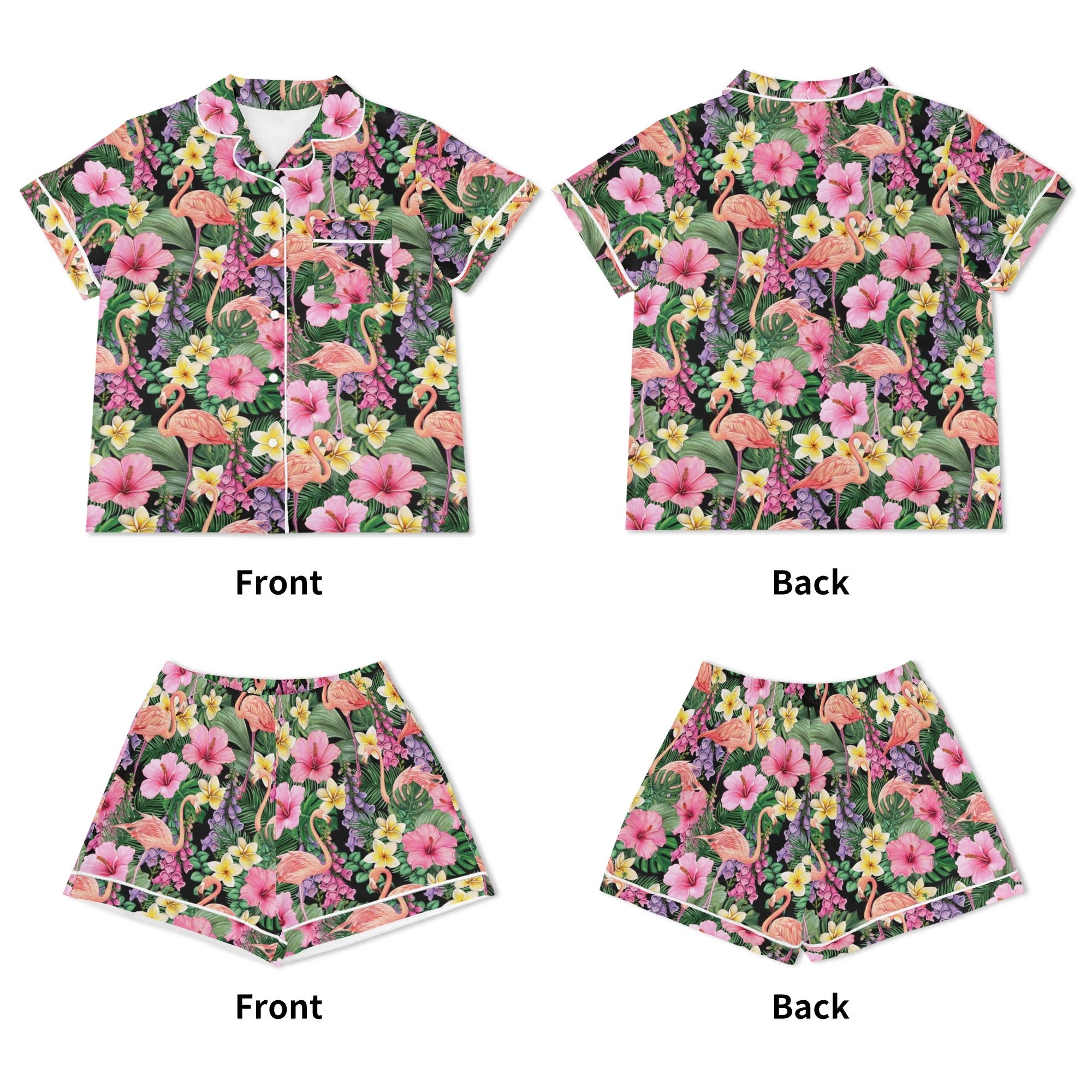 Flamingo Jungle Womens Short Sleeve 2-Piece Pyjama Set Women's Short Sleeve Pyjamas animal Printed Offshore