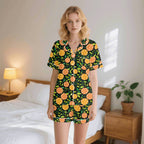 Oranges Womens Short Sleeve 2-Piece Pyjama Set 2XL Women's Short Sleeve Pyjamas Food Printed Offshore