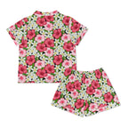 Hibiscus Womens Short Sleeve 2-Piece Pyjama Set Women's Short Sleeve Pyjamas Plants Printed Offshore