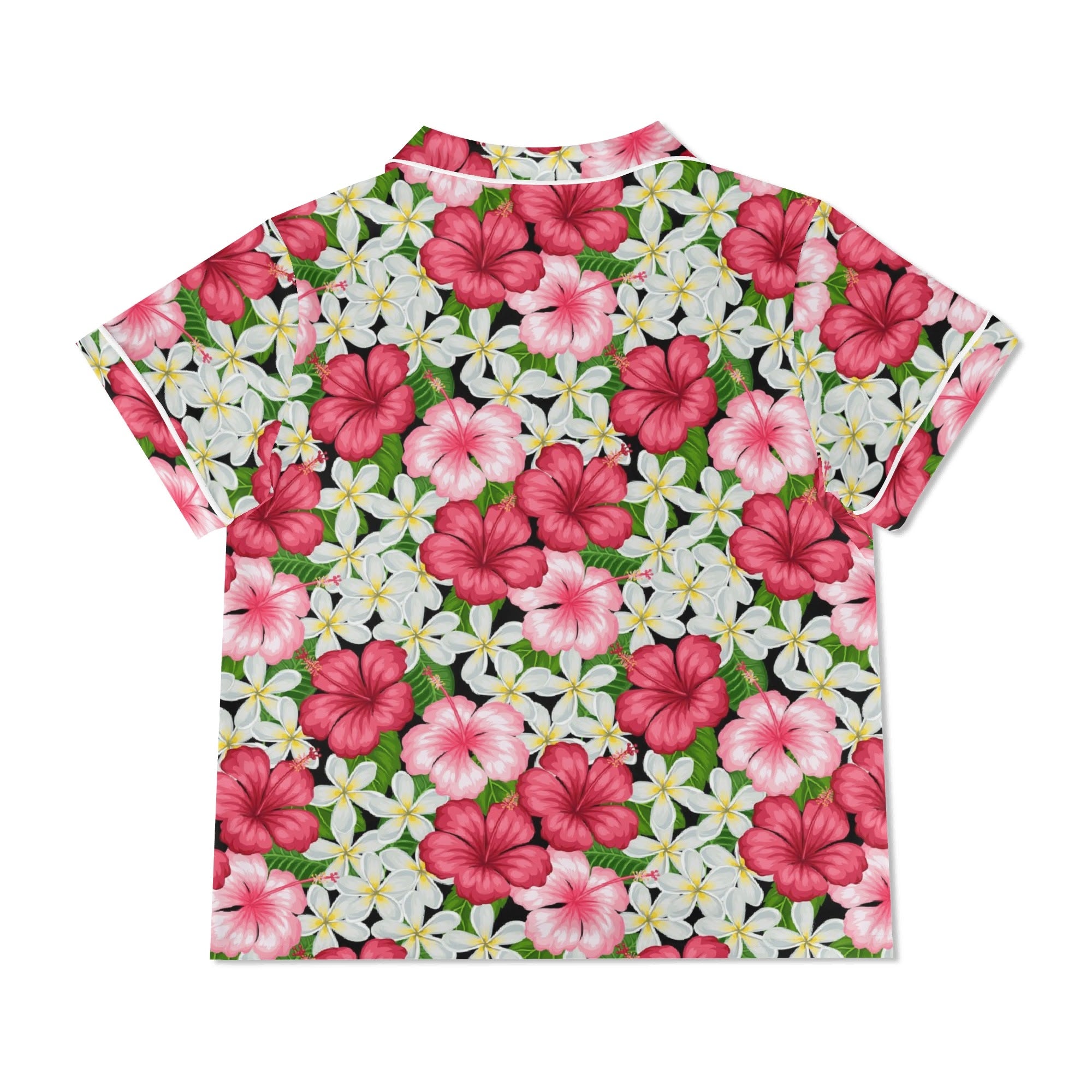 Hibiscus Womens Short Sleeve 2-Piece Pyjama Set Women's Short Sleeve Pyjamas Plants Printed Offshore