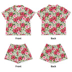 Hibiscus Womens Short Sleeve 2-Piece Pyjama Set Women's Short Sleeve Pyjamas Plants Printed Offshore
