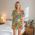 Comic Book 2 Womens Short Sleeve 2-Piece Pyjama Set 2XL Women's Short Sleeve Pyjamas Comic Printed Offshore