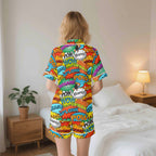 Comic Book 2 Womens Short Sleeve 2-Piece Pyjama Set Women's Short Sleeve Pyjamas Comic Printed Offshore