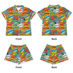 Comic Book 2 Womens Short Sleeve 2-Piece Pyjama Set Women's Short Sleeve Pyjamas Comic Printed Offshore