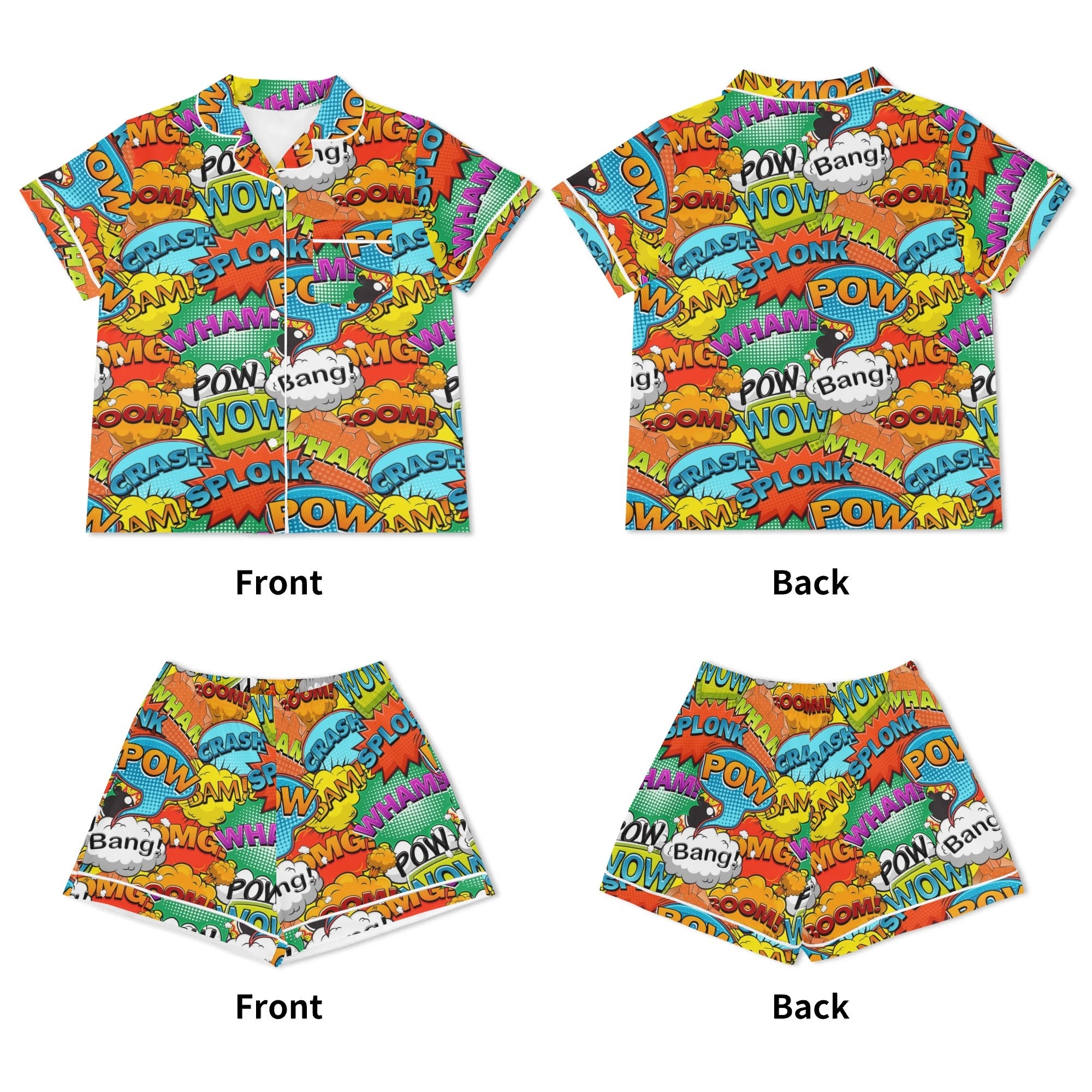 Comic Book 2 Womens Short Sleeve 2-Piece Pyjama Set Women's Short Sleeve Pyjamas Comic Printed Offshore
