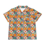 Happy Retro Flowers Womens Short Sleeve 2-Piece Pyjama Set Women's Short Sleeve Pyjamas Printed Offshore Retro