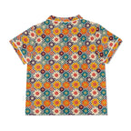 Happy Retro Flowers Womens Short Sleeve 2-Piece Pyjama Set Women's Short Sleeve Pyjamas Printed Offshore Retro