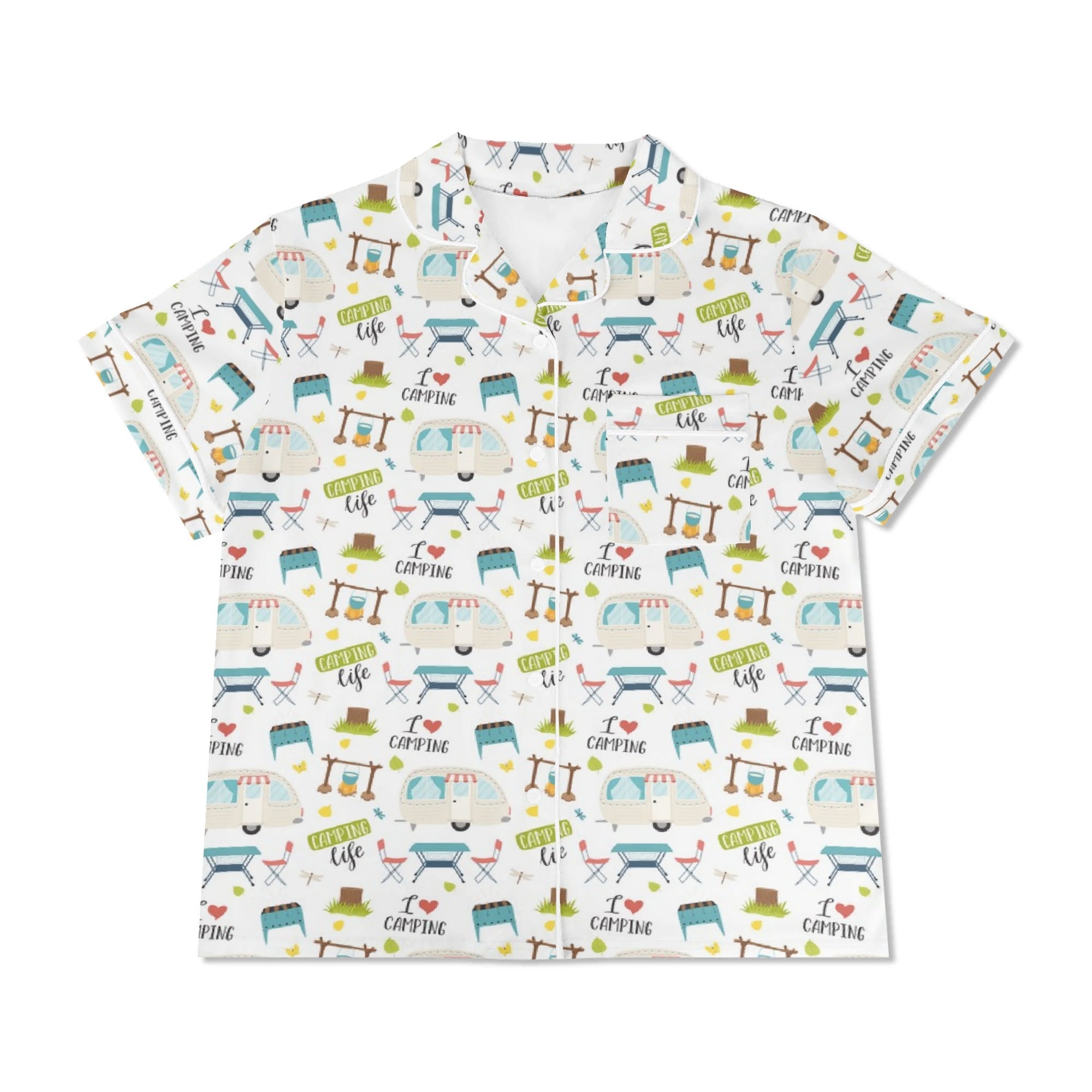 Camping Life Womens Short Sleeve 2-Piece Pyjama Set Women's Short Sleeve Pyjamas Printed Offshore