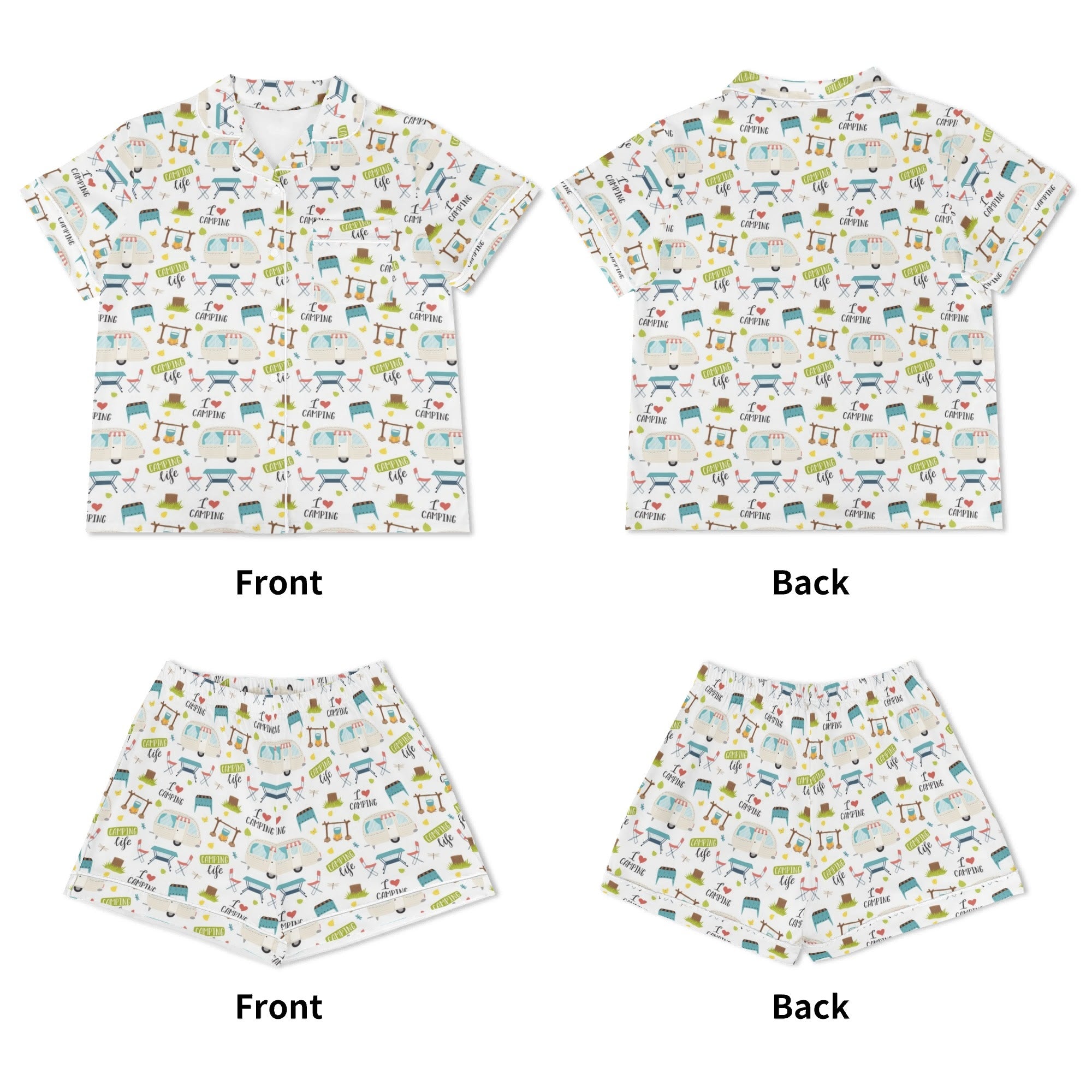 Camping Life Womens Short Sleeve 2-Piece Pyjama Set Women's Short Sleeve Pyjamas Printed Offshore