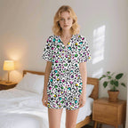 Animal Print In Colour Womens Short Sleeve 2-Piece Pyjama Set 2XL Women's Short Sleeve Pyjamas animal Printed Offshore