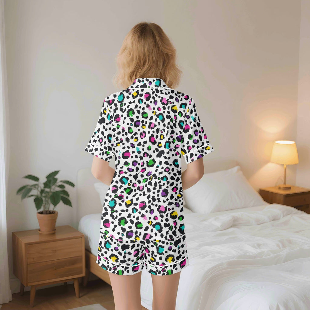 Animal Print In Colour Womens Short Sleeve 2-Piece Pyjama Set Women's Short Sleeve Pyjamas animal Printed Offshore