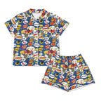 Comic Book Blue Womens Short Sleeve 2-Piece Pyjama Set Women's Short Sleeve Pyjamas Comic Printed Offshore