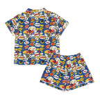 Comic Book Blue Womens Short Sleeve 2-Piece Pyjama Set Women's Short Sleeve Pyjamas Comic Printed Offshore