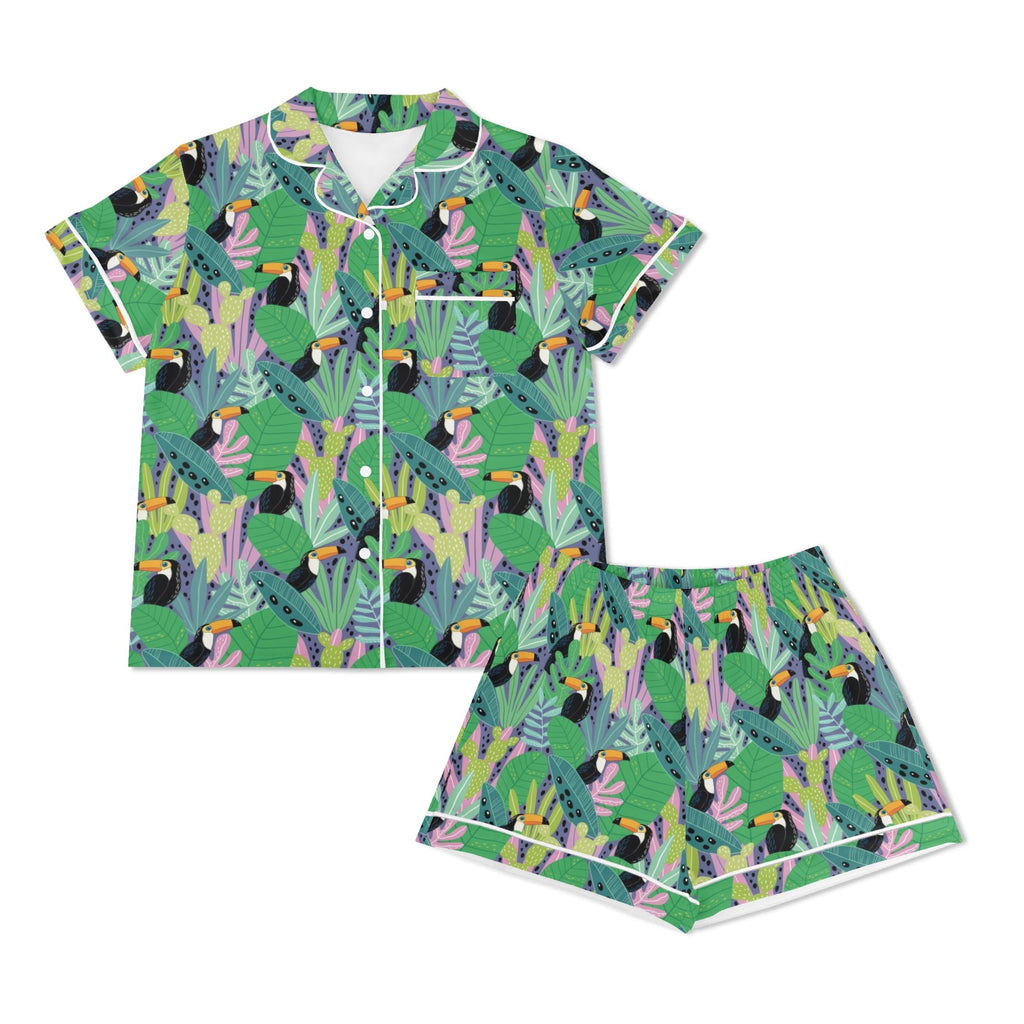Bright Toucans Womens Short Sleeve 2-Piece Pyjama Set Women's Short Sleeve Pyjamas animal Printed Offshore