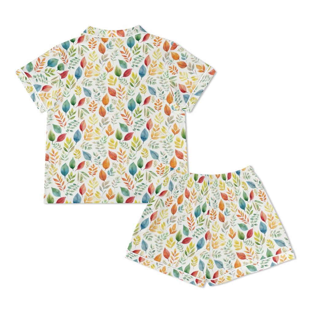 Autumn Leaves Womens Short Sleeve 2-Piece Pyjama Set Women's Short Sleeve Pyjamas Plants Printed Offshore