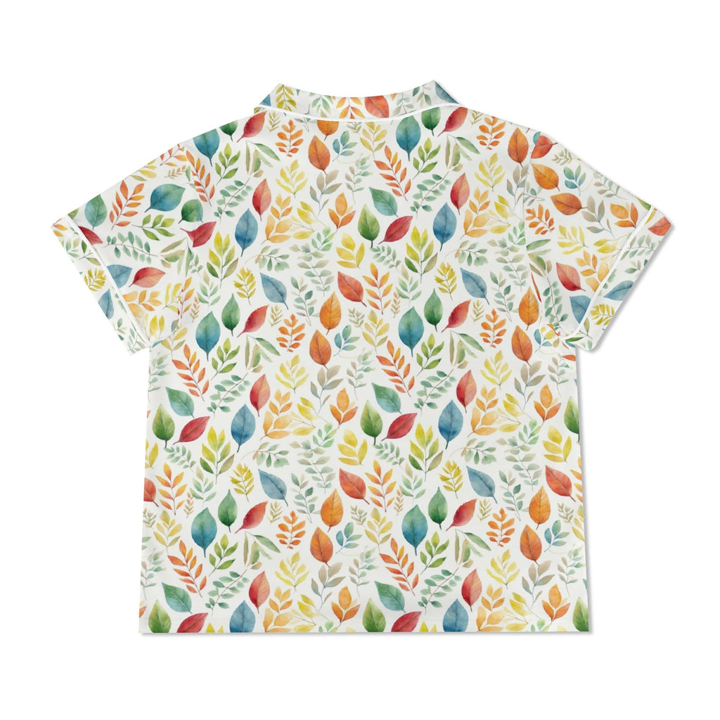 Autumn Leaves Womens Short Sleeve 2-Piece Pyjama Set Women's Short Sleeve Pyjamas Plants Printed Offshore