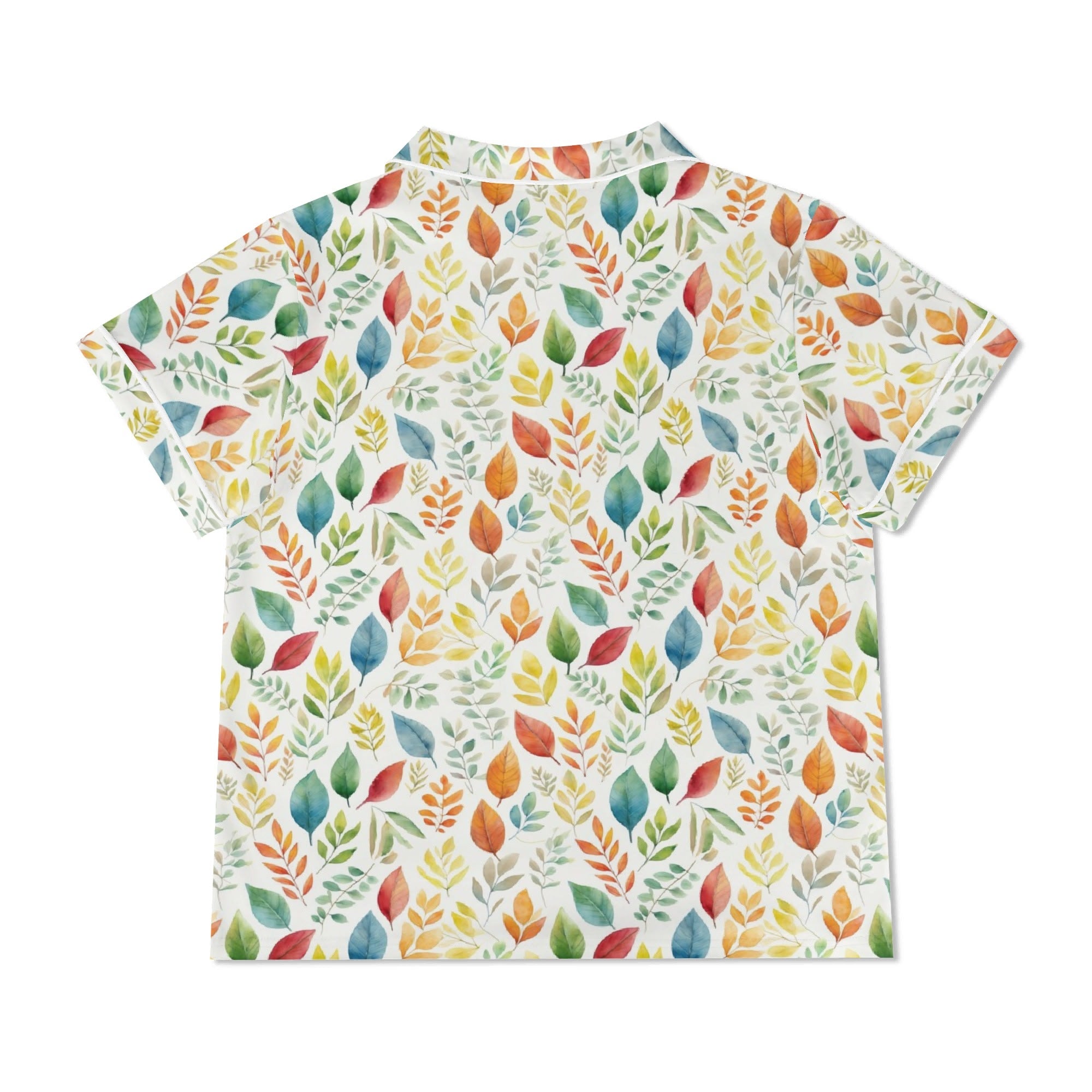 Autumn Leaves Womens Short Sleeve 2-Piece Pyjama Set Women's Short Sleeve Pyjamas Plants Printed Offshore