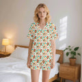 Cute Autumn Creatures Womens Short Sleeve 2-Piece Pyjama Set 2XL Women's Short Sleeve Pyjamas animal Printed Offshore