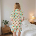 Cute Autumn Creatures Womens Short Sleeve 2-Piece Pyjama Set Women's Short Sleeve Pyjamas animal Printed Offshore