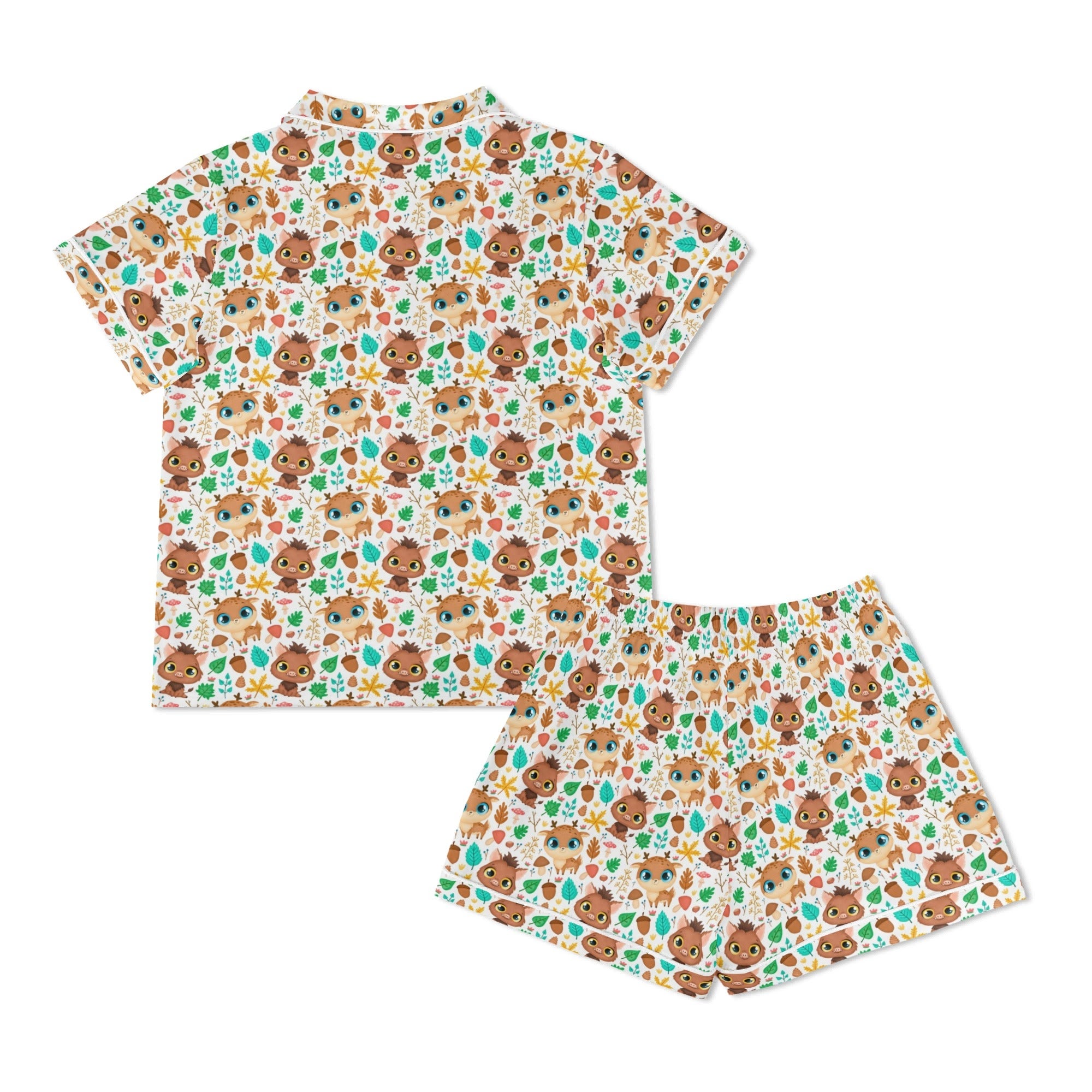 Cute Autumn Creatures Womens Short Sleeve 2-Piece Pyjama Set Women's Short Sleeve Pyjamas animal Printed Offshore