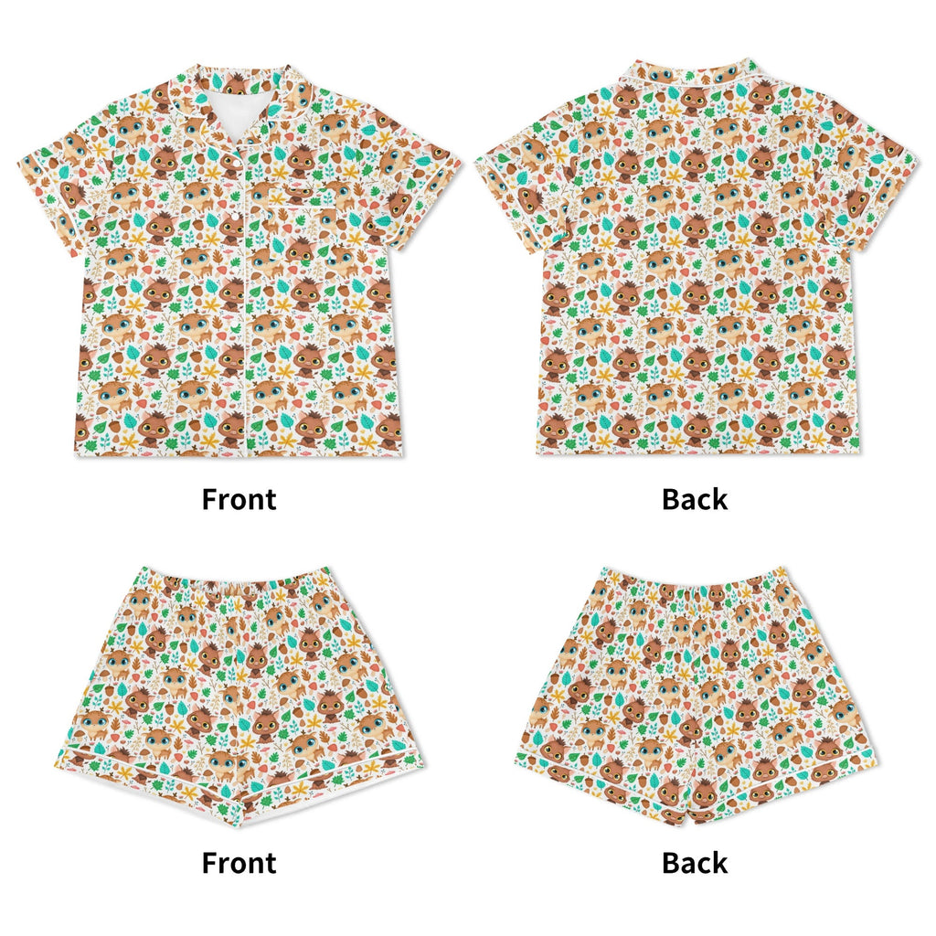 Cute Autumn Creatures Womens Short Sleeve 2-Piece Pyjama Set Women's Short Sleeve Pyjamas animal Printed Offshore