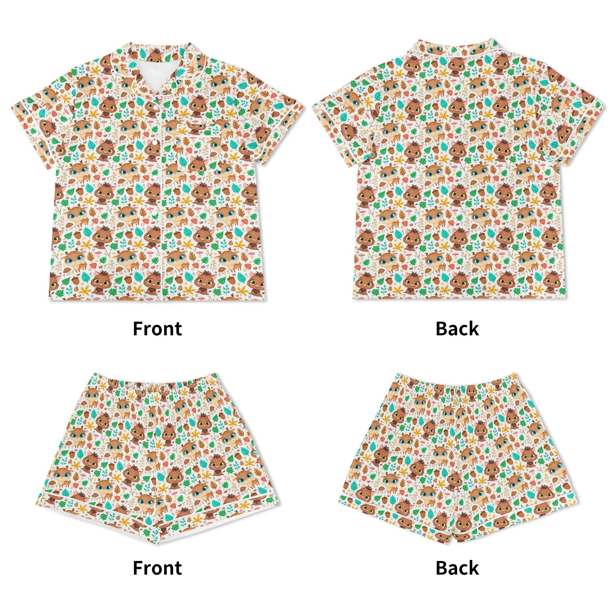 Cute Autumn Creatures Womens Short Sleeve 2-Piece Pyjama Set Women's Short Sleeve Pyjamas animal Printed Offshore